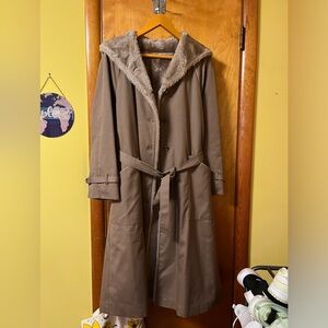 Vintage Bonders partially Fur lined and quilted hooded coat 60s/70s